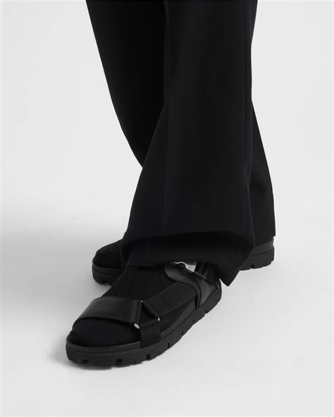 prada buckle tape sandals|Black Sporty Leather And Re.